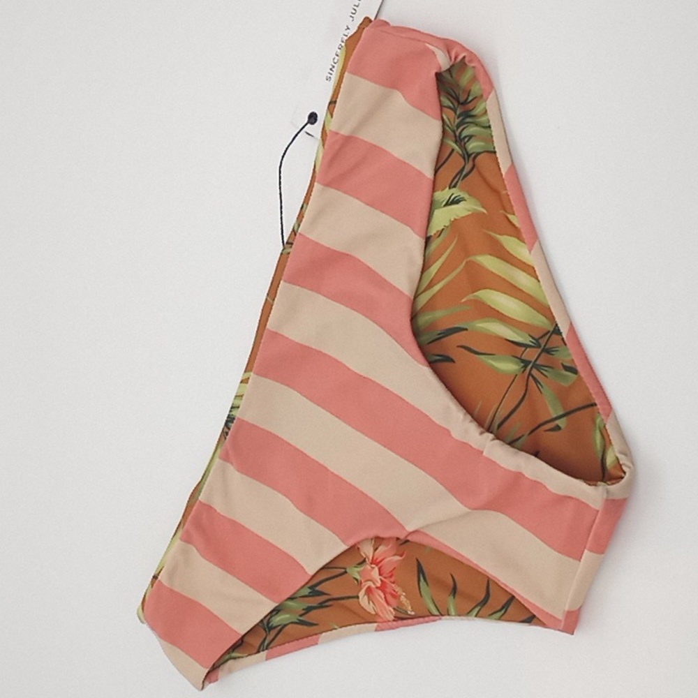 Sincerely Jules Reversible Maui Bikini Bottom Floral Stripe M